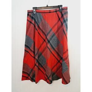 Persona Vintage Women's Wool Red Plaid Midi Skirt In Size 18 Runs Small